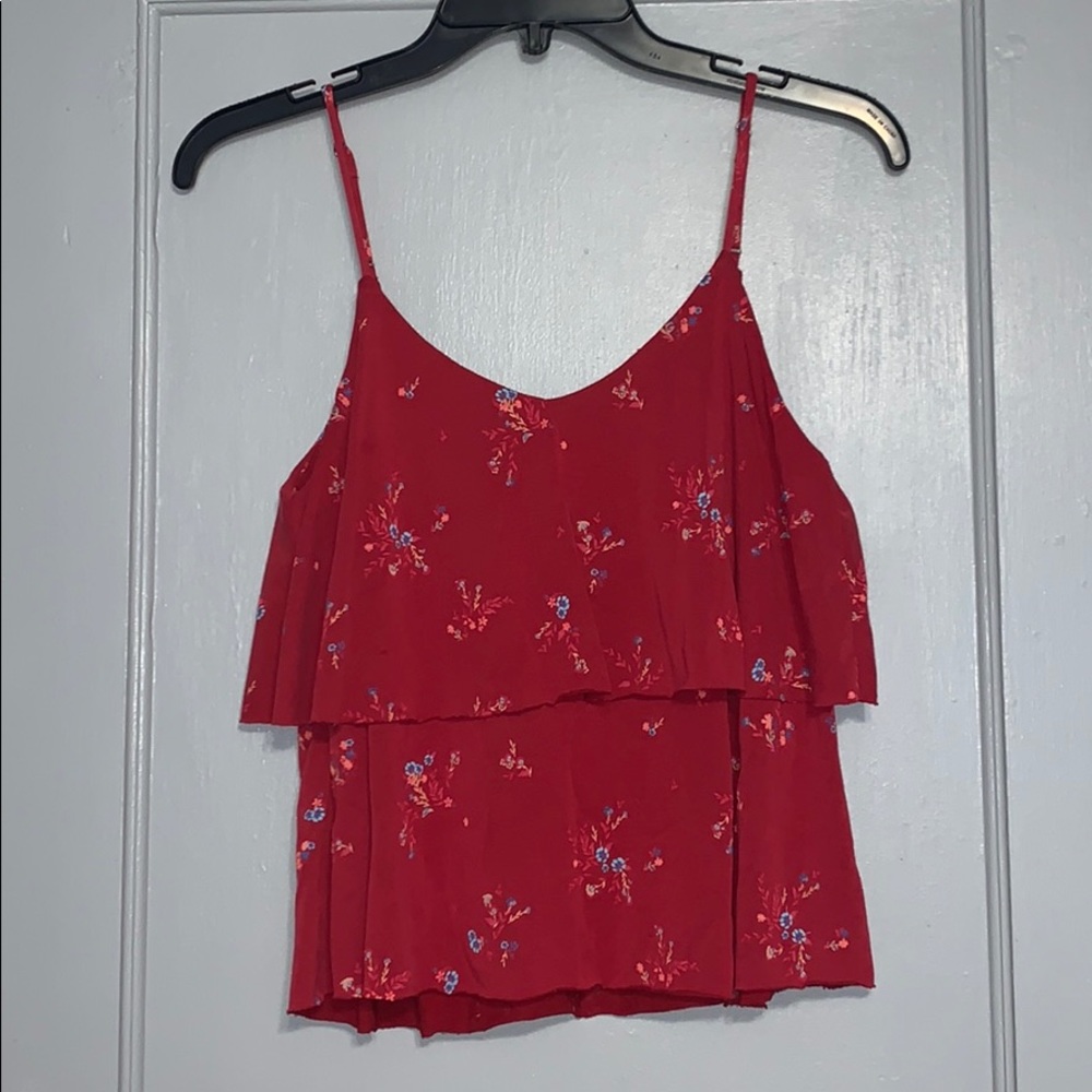 mudd red flowered tank top